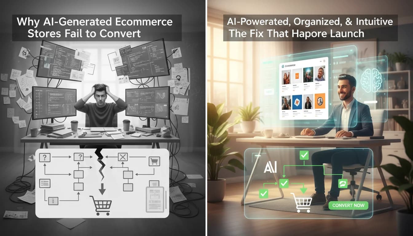 Why AI-Generated Ecommerce Stores Fail to Convert (And the Fix That Happens Before Launch)
